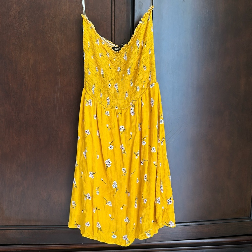 Gypsies & Moondust Floral Smocked Tube Dress Size XS Color Mustard